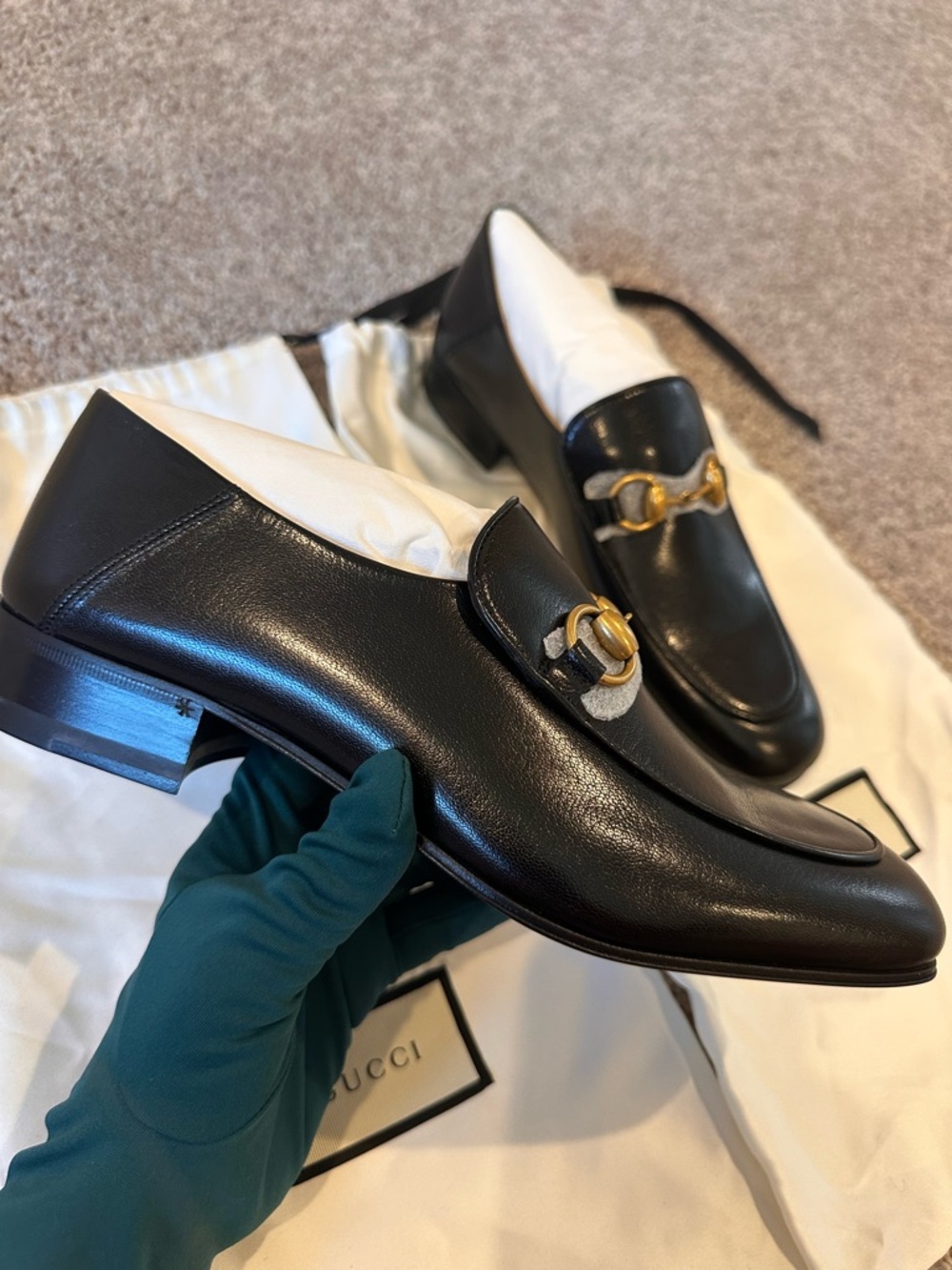 Gucci Women's Black Leather Loafers with Gold Horsebit -
BRAND NEW - Picture 3 of 6